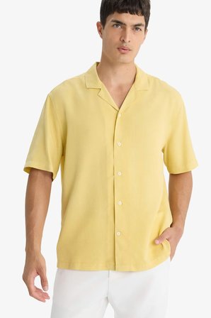 DeFacto Relax Fıt Polo Yaka Akışkan Kumaş Kısa Kollu Gömlek F6484AX25SMYL488