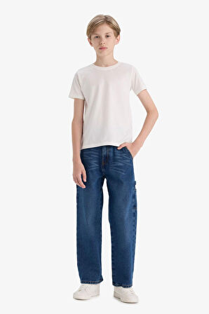 Erkek Çocuk Wide Leg Düz Paça Jean Pantolon