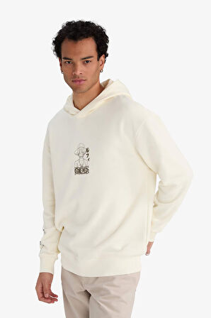 One Piece Boxy Fit Kapüşonlu Sırt Baskılı Sweatshirt