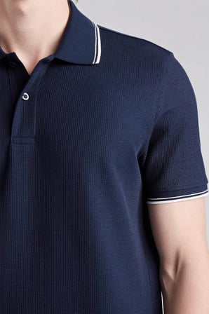 Defacto D7932AXNV241 Lacivert Regular Fıt Polo Yaka Waffle Kısa Kollu Polo Tişört