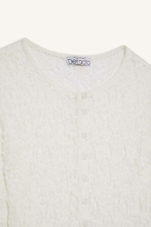 Fitted Bisiklet Yaka Dantel Hırka