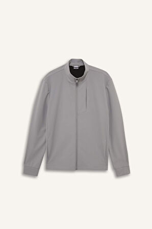 DeFactoFit Standart Fit Dik Yaka Fermuarlı Sweatshirt