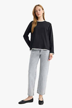 Regular Fit Bisiklet Yaka Uzun Kollu Tunik