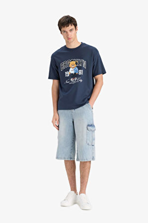 DeFacto %100 Pamuk Beli Lastikli Rahat Jean Uzun Bermuda Şort F5776AX25SMNM39