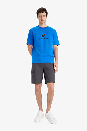 DeFacto %100 Pamuk Boxy Fit Bisiklet Yaka Baskılı Kısa Kollu Tişört F5696AX25SMBE404