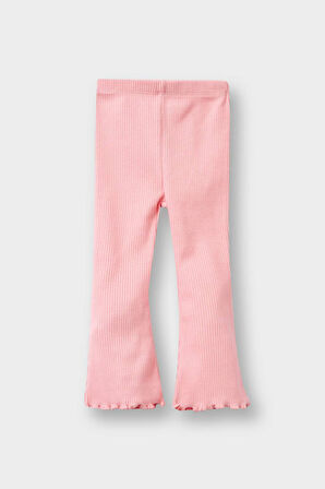 Kız Bebek 2'li Takım Çiçekli Fitilli Kaşkorse Kısa Kollu Tişört İspanyol Paça Tayt 