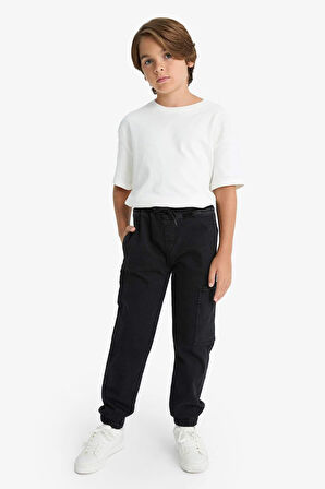 Erkek Çocuk Kargo Jogger Esnek Bantlı Paça Jean Pantolon