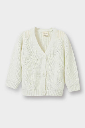 Kız Bebek V Yaka Düğmeli Hırka