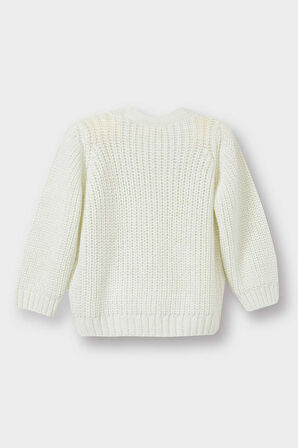 Kız Bebek V Yaka Düğmeli Hırka