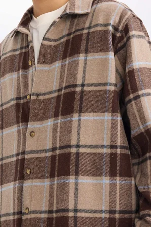 DeFacto Boxy Fit Kareli Flanel Uzun Kollu Gömlek G4744AX25WNBN339