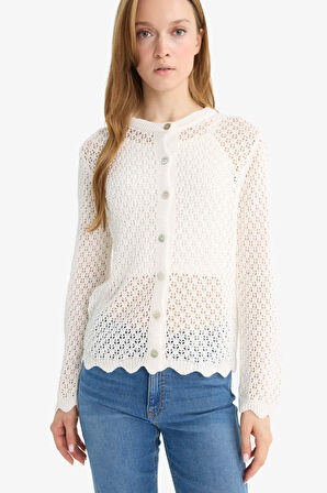 Regular Fit Bisiklet Yaka Triko Hırka