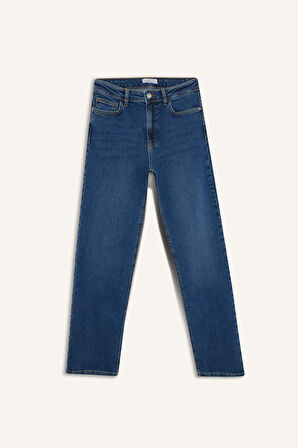 Comfort Straight Normal Bel Bilek Boy Jean Yıkamalı Pantolon