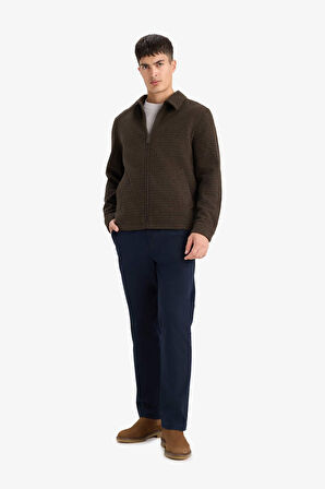 Slim Fit Dar Kesim Polo Yaka Fermuarlı Mont