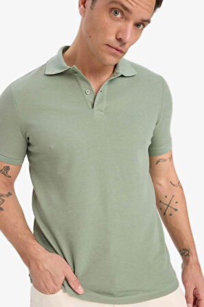 DeFacto Regular Fit Polo Yaka Kısa Kollu Dokulu Waffle Tişört D7652AX25SPKH434
