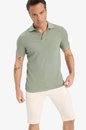 DeFacto Regular Fit Polo Yaka Kısa Kollu Dokulu Waffle Tişört D7652AX25SPKH434