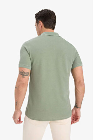DeFacto Regular Fit Polo Yaka Kısa Kollu Dokulu Waffle Tişört D7652AX25SPKH434
