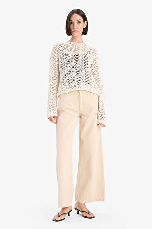 Regular Fit Kayık Yaka Kazak