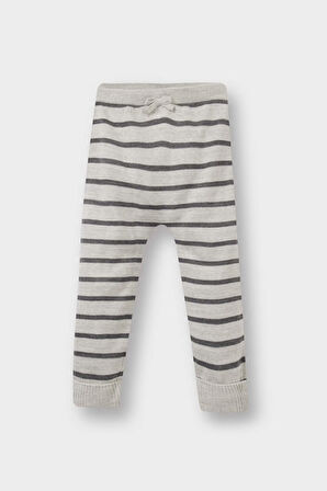 Erkek Bebek 2'li Takım Hayvan Desenli Triko Kazak Çizgili Alt