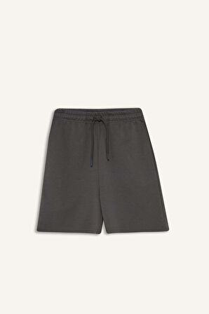 Beli Bağcıklı Basic Düz Bermuda Şort