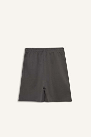 Beli Bağcıklı Basic Düz Bermuda Şort