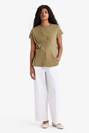 Regular Fit Bisiklet Yaka Penye Kısa Kollu Tişört