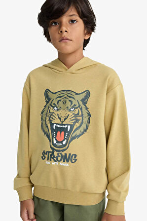 Erkek Çocuk Kapüşonlu Baskılı Sweatshirt