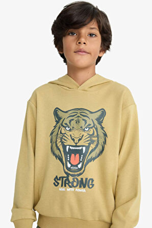 Erkek Çocuk Kapüşonlu Baskılı Sweatshirt