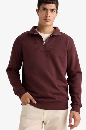 DeFacto Regular Fit Yarım Balıkçı Yaka Fermuarlı Kalın Sweatshirt F4136AX25AUBR230