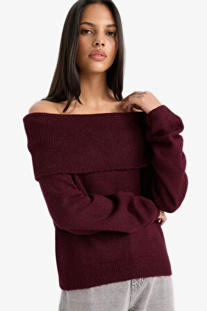 Regular Fit Omuzu Açık Kazak