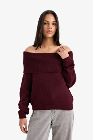 Regular Fit Omuzu Açık Kazak