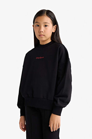 Kız Çocuk 2'li Takım Baskılı Sweatshirt Eşofman Altı