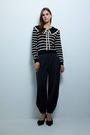 DeFacto Slim Fit Çizgili Kazak G9992AX25WNBK81