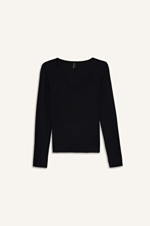 Slim Fit Dar Kesim Basic Düz Modal Uzun Kollu Tişört