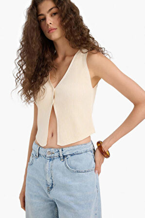 Coool Slim Fit Dar Kesim V Yaka Yelek
