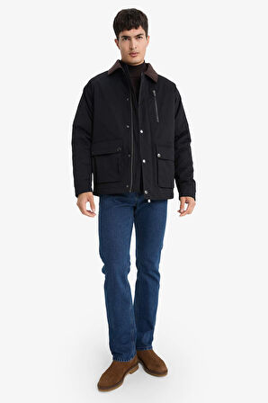 Regular Fit Polo Yaka Fermuarlı Mont