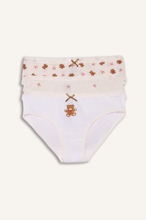 DeFacto %100 Pamuk Kalp Desenli Ribana 3'lü Slip Külot Kız Çocuk G8660A826SPER98
