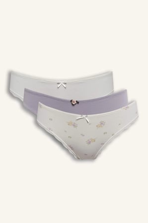 Defacto G8540AXER98 Ekru 3'lü Slip Külot