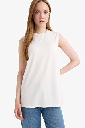 Regular Fit Bisiklet Yaka Kolsuz Tunik 