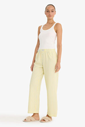 Regular Fit Gofre Dokulu Çizgili Pijama Altı-Fall in Love