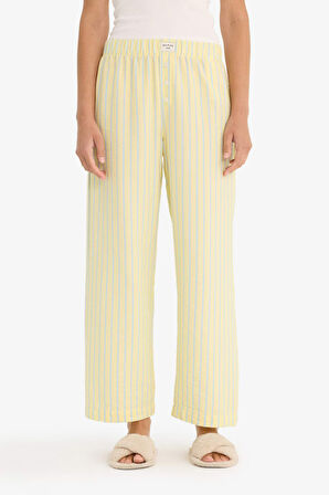 Regular Fit Gofre Dokulu Çizgili Pijama Altı-Fall in Love