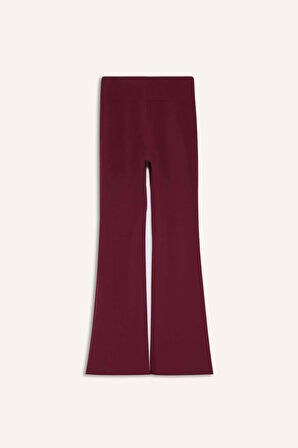 DeFactoFit Flare Fit Toprlayıcı Yüksek Bel İspanyol Paça Standart Boy Ribana Sporcu Pantolon