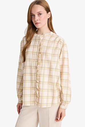 Relax Fit Ekose Desenli Uzun Kollu Tunik