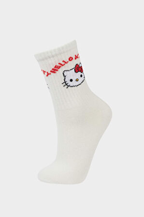 DeFacto Kız Çocuk Hello Kitty 3'lü Pamuklu Uzun Çorap F6703A8NSKR1