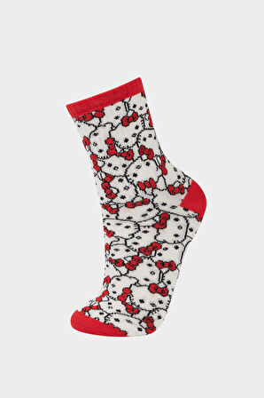 DeFacto Kız Çocuk Hello Kitty 3'lü Pamuklu Uzun Çorap F6703A8NSKR1
