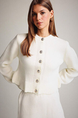 Bisiklet Yaka Düğmeli Triko Hırka