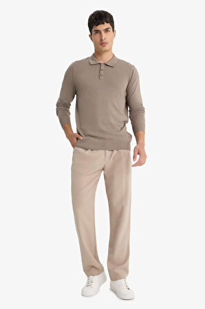 Standart Fit Polo Yaka Premium Düğmeli Triko Kazak