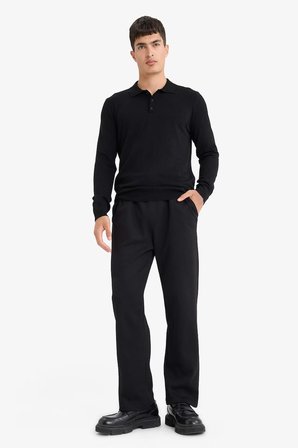 DeFacto Standart Fit Polo Yaka Premium Düğmeli Triko Kazak D0454AX25AUBK27