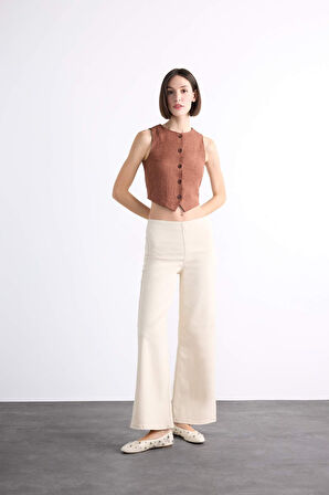 Geniş Paça Basic Düz Pantolon