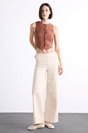 Geniş Paça Basic Düz Pantolon