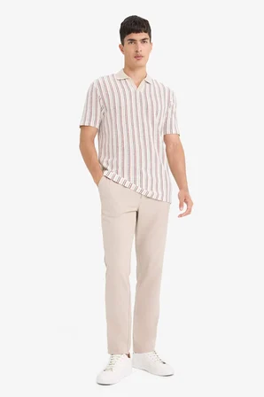 DeFacto Regular Fit Polo Yaka Çizgili Kısa Kollu Tişört F1858AX25AUBG766